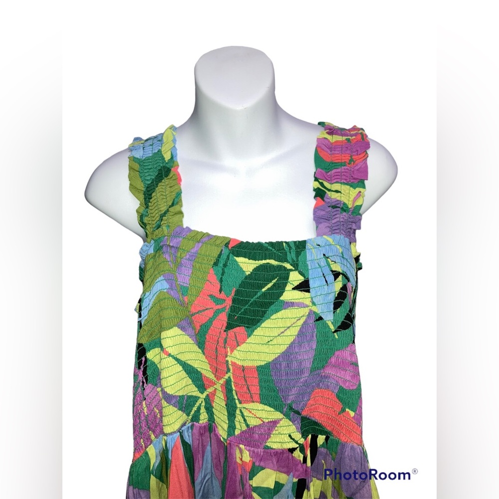 NWT Terra & Sky Smocked Sun Dress Multi-Color Leaf size 2X - Picture 3 of 5